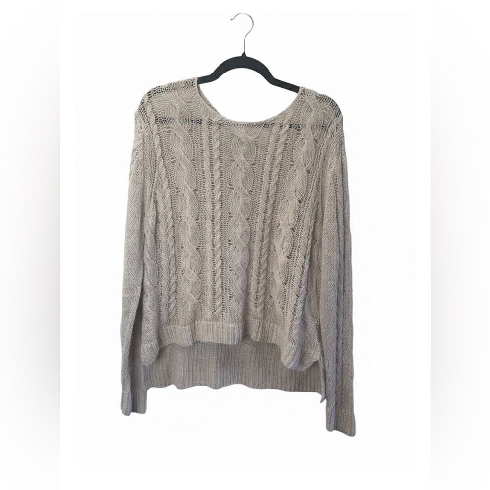 Garnet Hill Women's Open Cable Knit Peach Sweater Size Medium Linen & Cotton